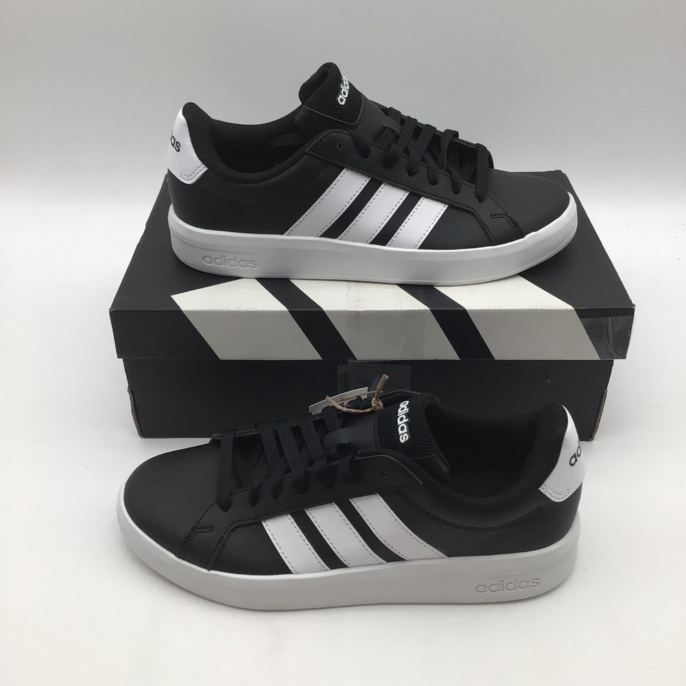 Adidas Grand Court‎ 3.0 J Kids Sneakers Black White JP9366 Size 7 US NEW